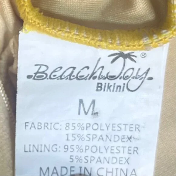 Beach Joy One-Piece Swimsuit Tie Back Polka Dot Ruffled Yellow Size Medium - Picture 11 of 12